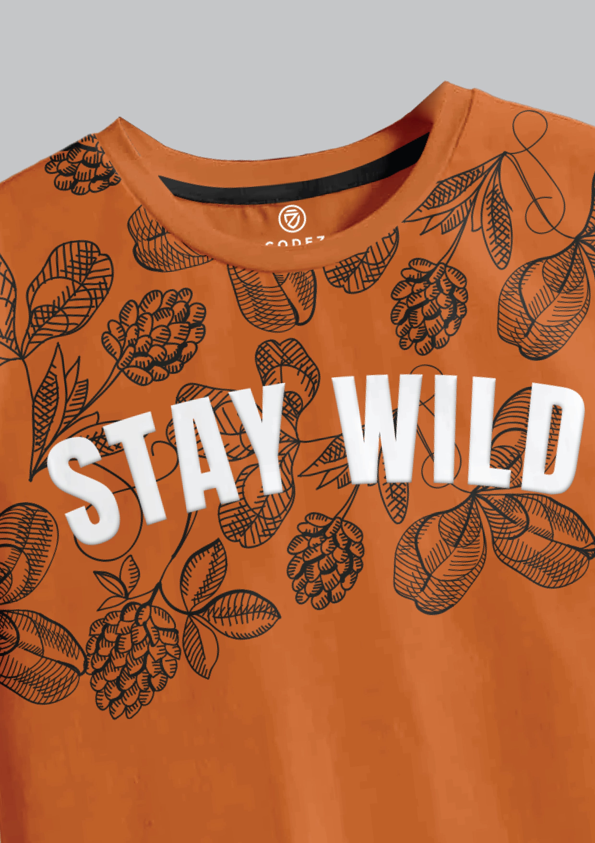 CODEZ Boys Off Rust Round Neck Printed Tshirts