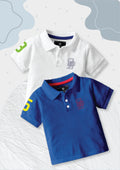 CODEZ Boys Pack Of 2 Self Design Embroidered Polo Tshirts
