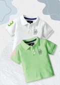 CODEZ Boys Pack Of 2 Self Design Embroidered Polo Tshirts