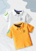 CODEZ Boys Pack Of 2 Self Design Embroidered Polo Tshirts