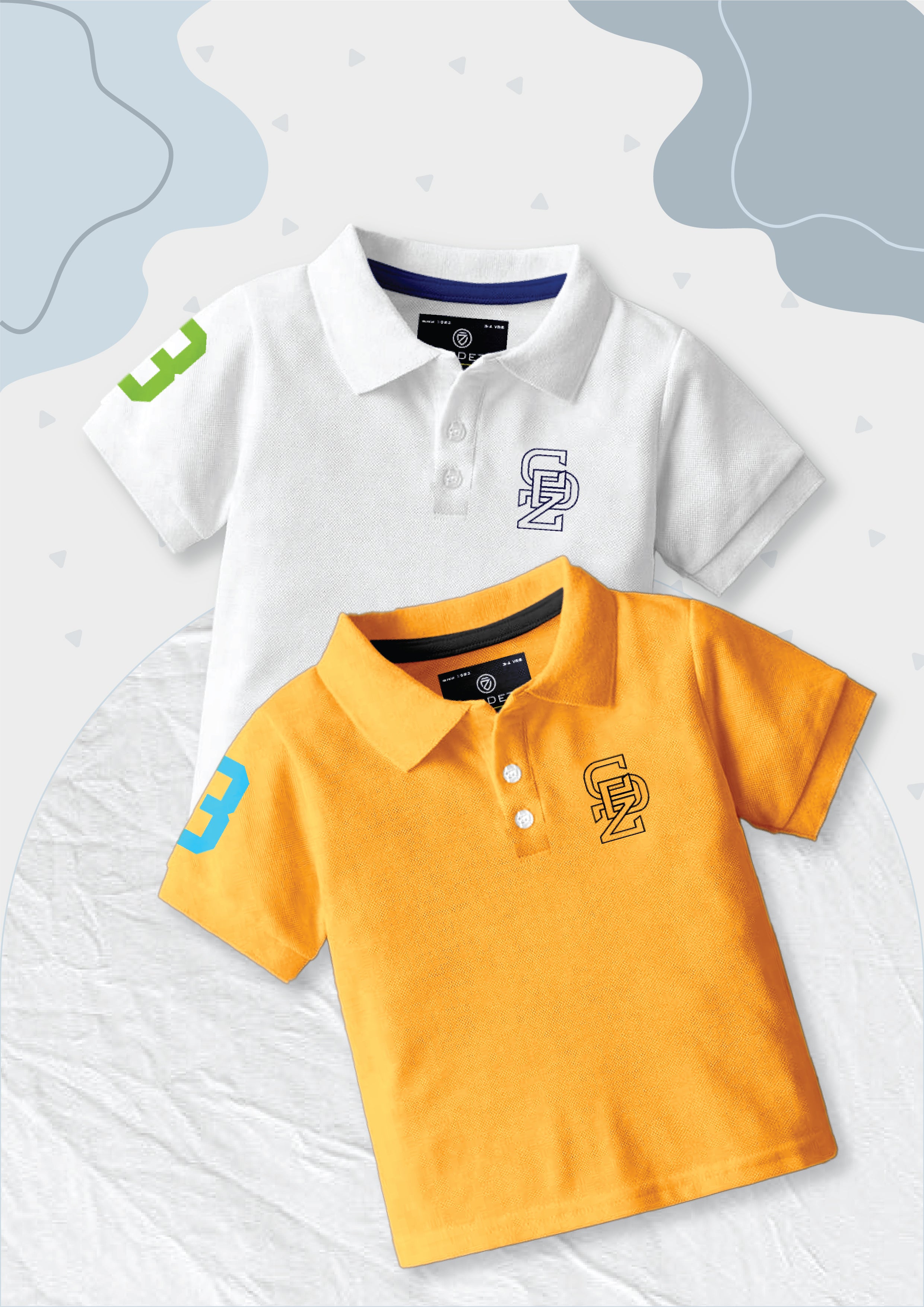 CODEZ Boys Pack Of 2 Self Design Embroidered Polo Tshirts