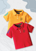 CODEZ Boys Pack Of 2 Self Design Embroidered Polo Tshirts