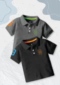 CODEZ Boys Pack Of 2 Self Design Embroidered Polo Tshirts