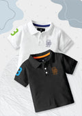 CODEZ Boys Pack Of 2 Self Design Embroidered Polo Tshirts