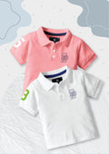 CODEZ Boys Pack Of 2 Self Design Embroidered Polo Tshirts