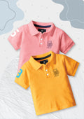 CODEZ Boys Pack Of 2 Self Design Embroidered Polo Tshirts