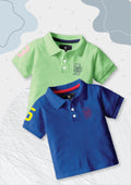 CODEZ Boys Pack Of 2 Self Design Embroidered Polo Tshirts