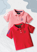 CODEZ Boys Pack Of 2 Self Design Embroidered Polo Tshirts