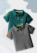 CODEZ Boys Pack Of 2 Self Design Embroidered Polo Tshirts