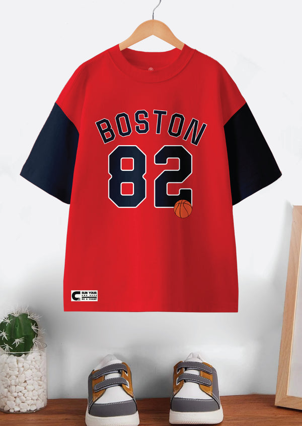 Codez Kids-Boys Fashion Red OverSized T-shirt