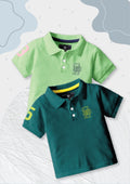 CODEZ Boys Pack Of 2 Self Design Embroidered Polo Tshirts