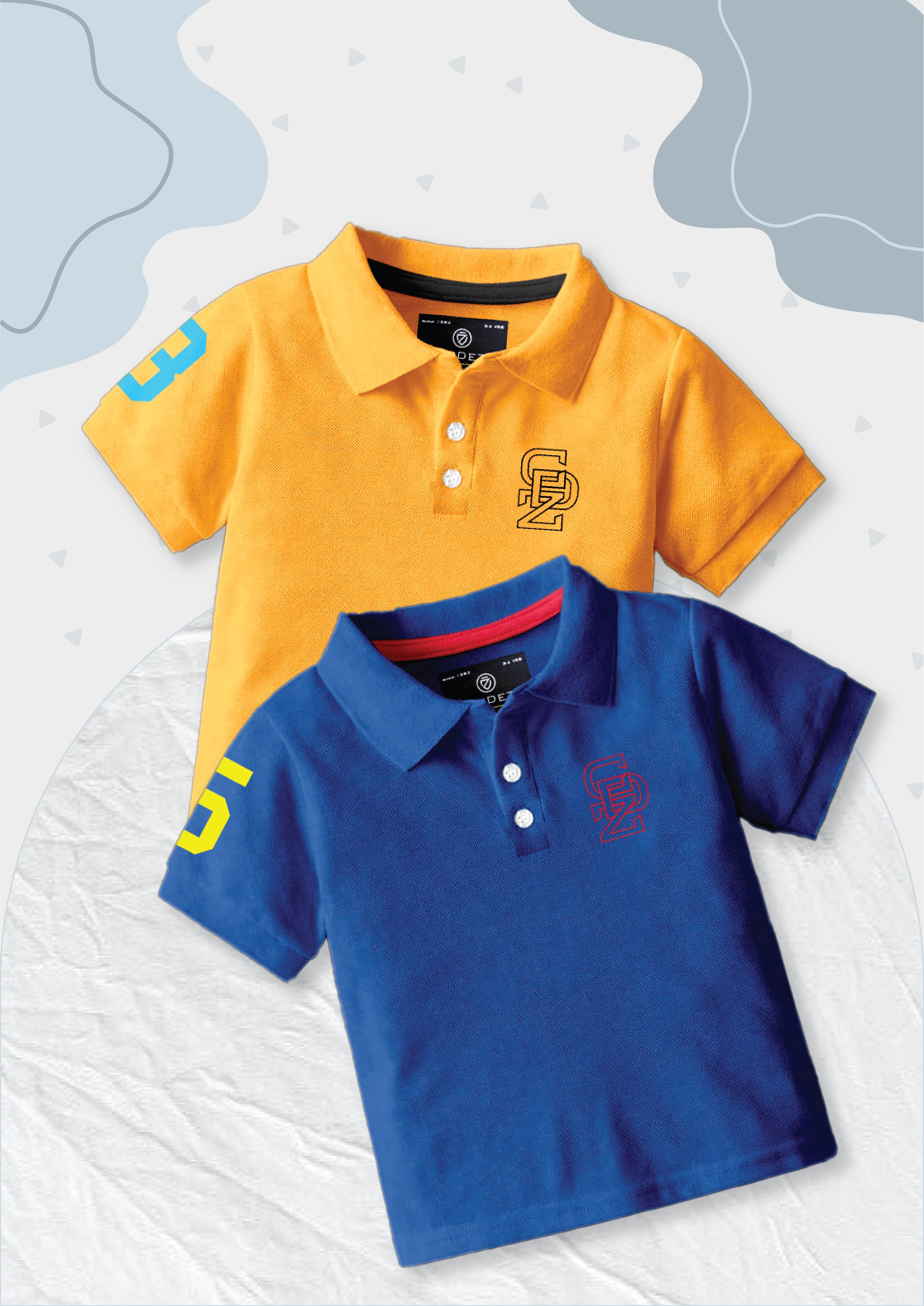 CODEZ Boys Pack Of 2 Self Design Embroidered Polo Tshirts