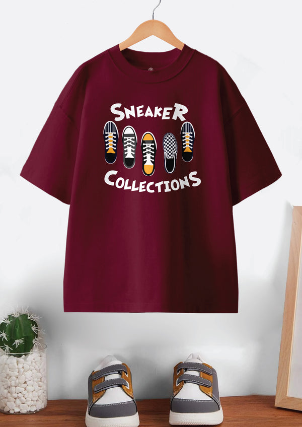 Codez Kids-Boys Fashion Burgundy OverSized T-shirt