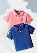 CODEZ Boys Pack Of 2 Self Design Embroidered Polo Tshirts
