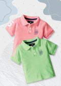 CODEZ Boys Pack Of 2 Self Design Embroidered Polo Tshirts