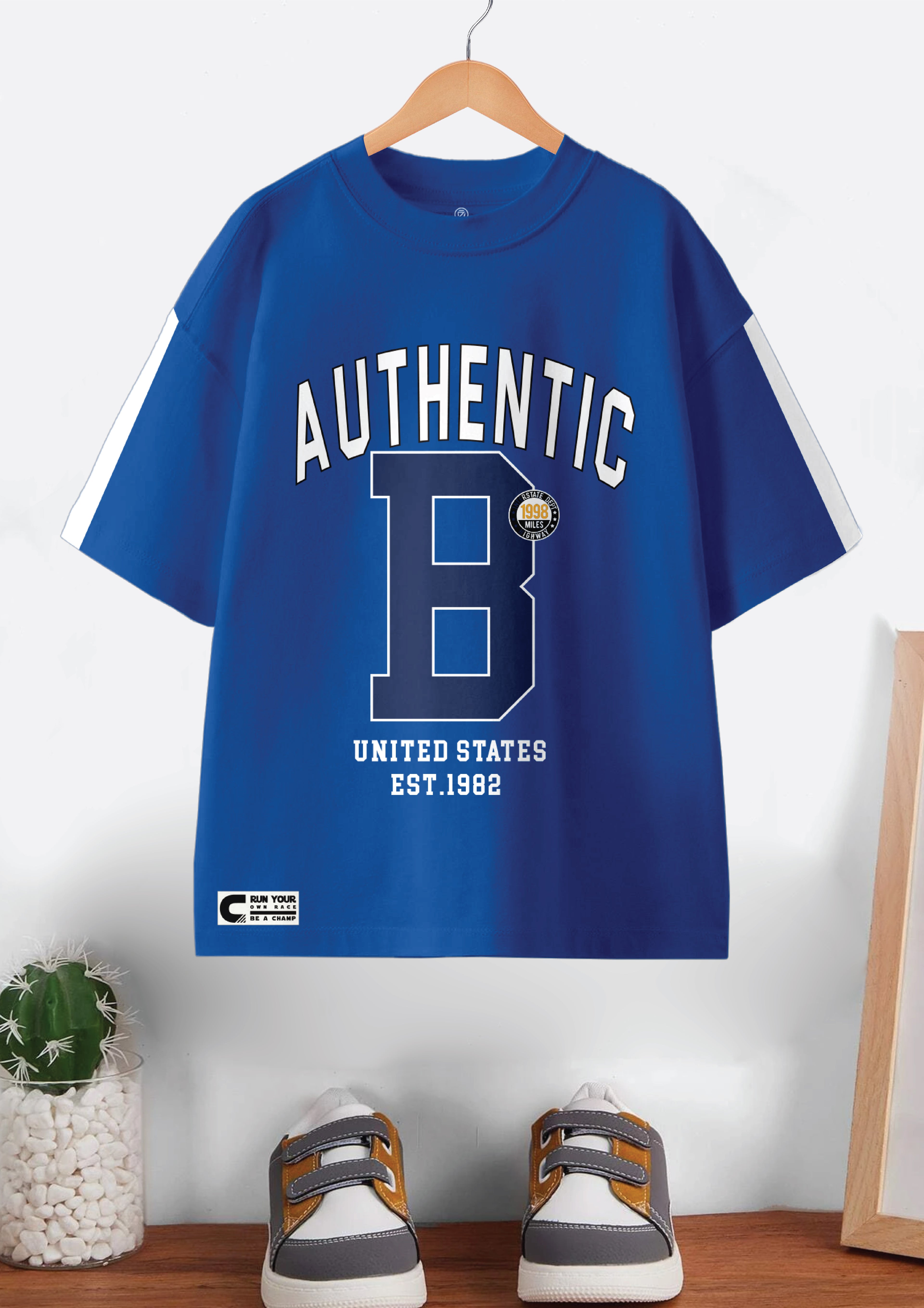 Codez Kids-Boys Fashion Royal Blue OverSized T-shirt