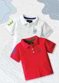 CODEZ Boys Pack Of 2 Self Design Embroidered Polo Tshirts