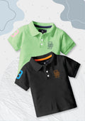 CODEZ Boys Pack Of 2 Self Design Embroidered Polo Tshirts