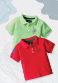 CODEZ Boys Pack Of 2 Self Design Embroidered Polo Tshirts