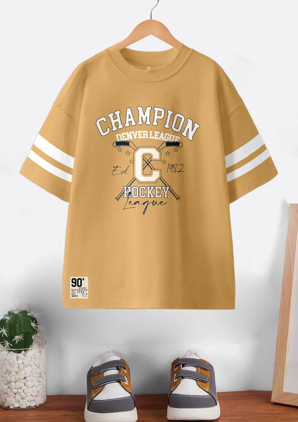 Codez Kids-Boys Fashion Beige OverSized T-shirt