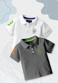 CODEZ Boys Pack Of 2 Self Design Embroidered Polo Tshirts