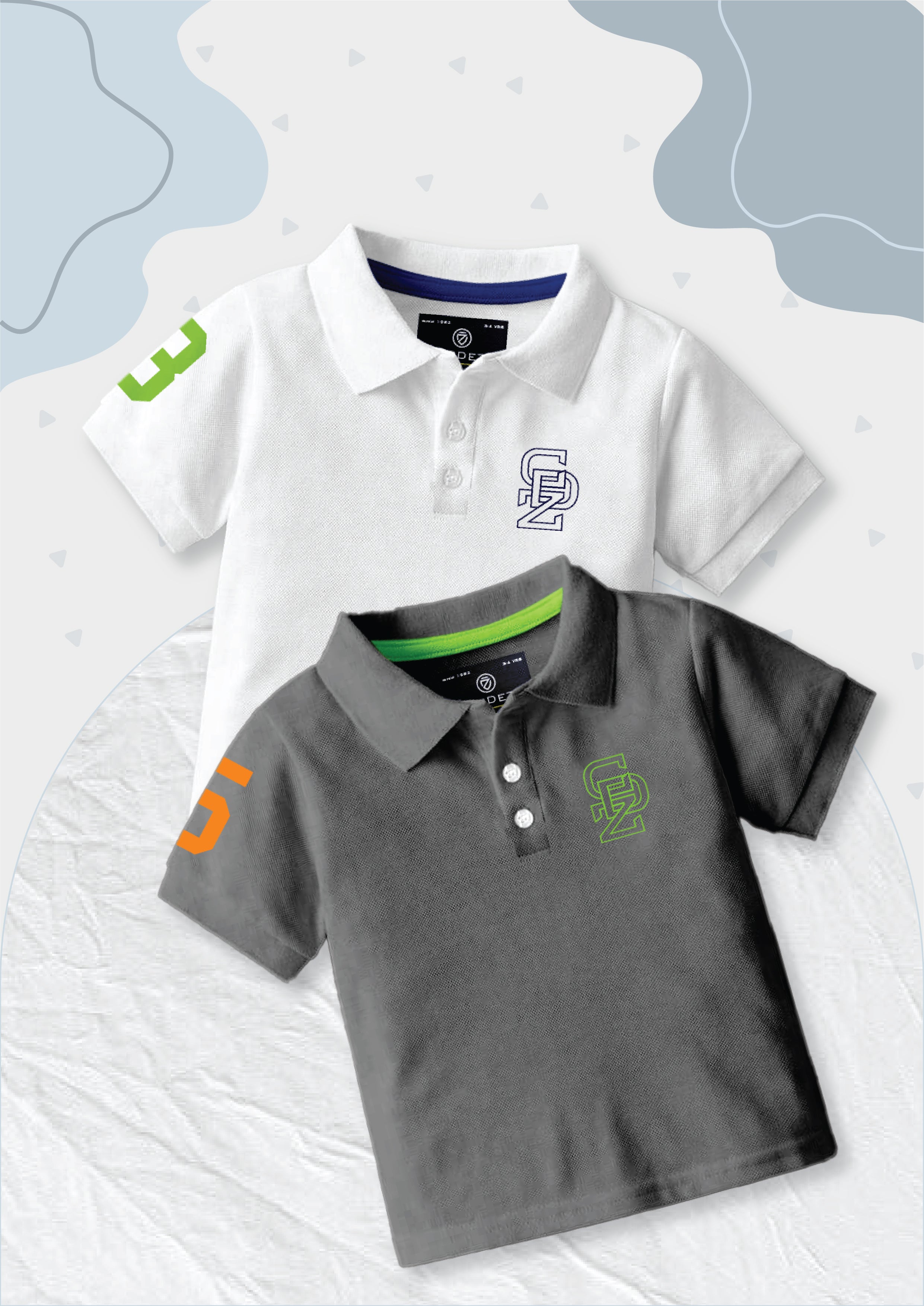 CODEZ Boys Pack Of 2 Self Design Embroidered Polo Tshirts